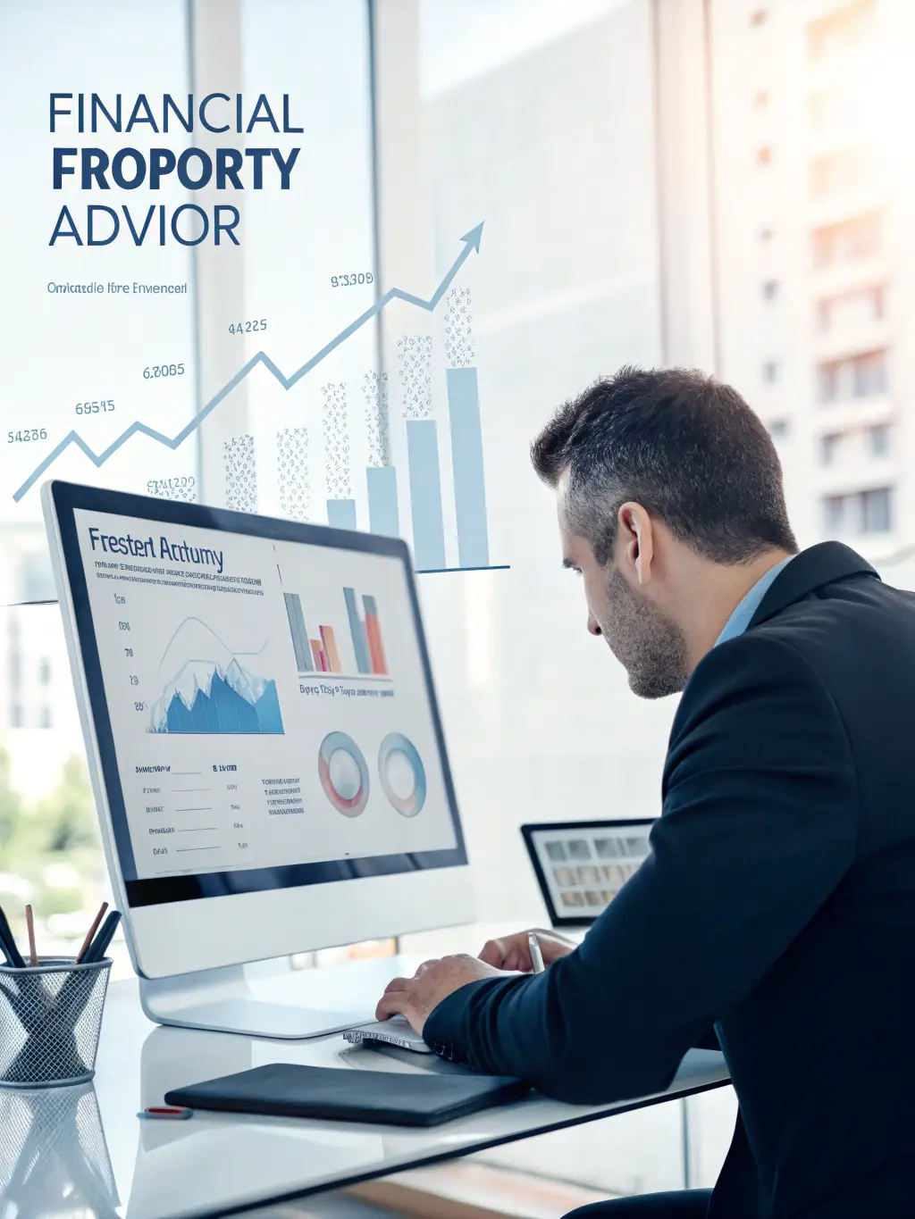 An image of a financial advisor reviewing a diversified investment portfolio on a computer screen, symbolizing Asset and Capital Management.